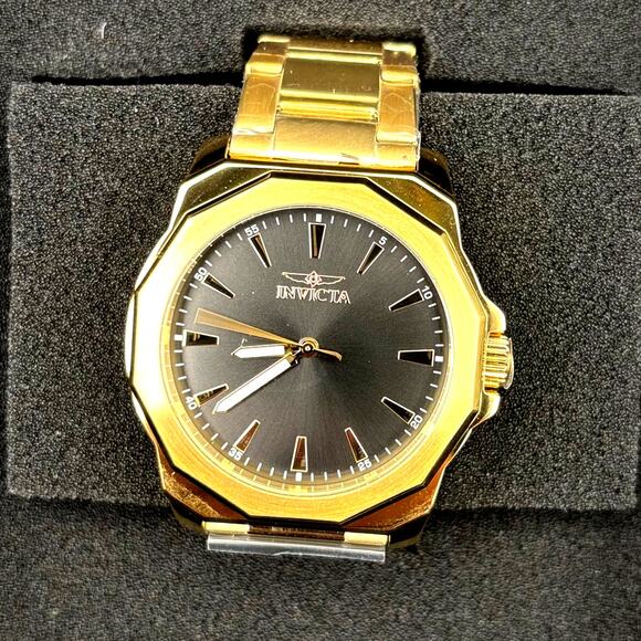 Invicta 46839 Speedway Gold Tone Mens Watch Black Dial Stainless Steel NIBWT - Picture 4 of 17